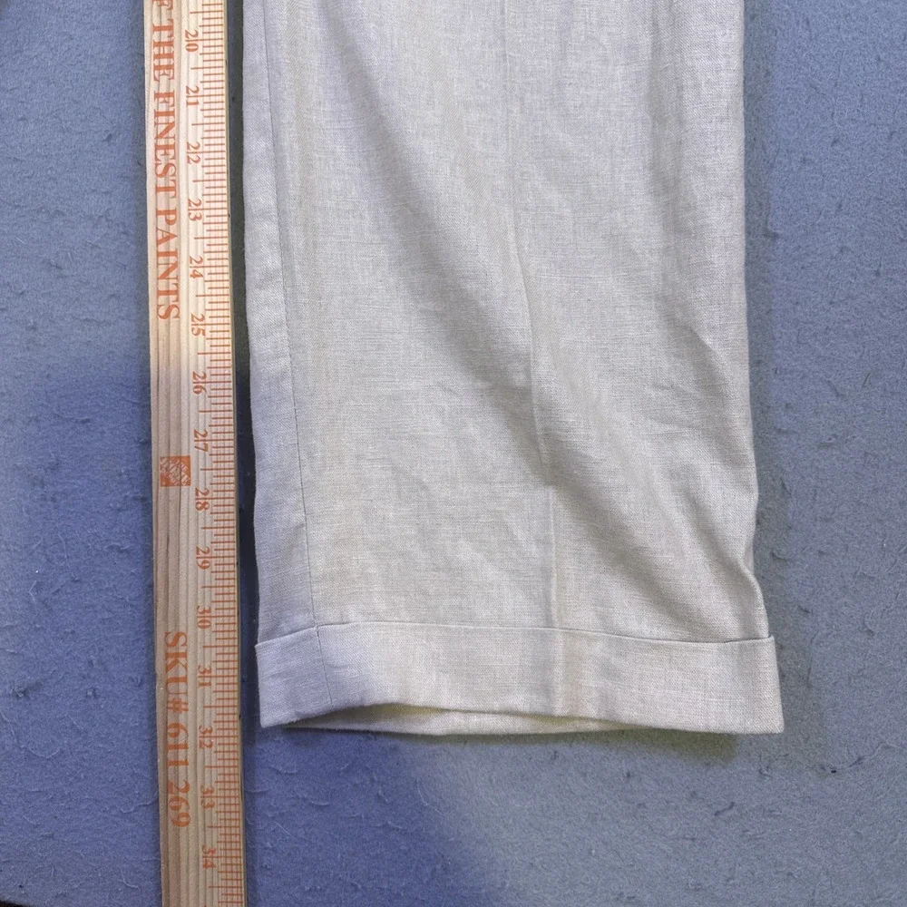 Alan Flusser PANTS MENS 36X32 Linen  Rayon BLEND Khaki Dress  BEIGE